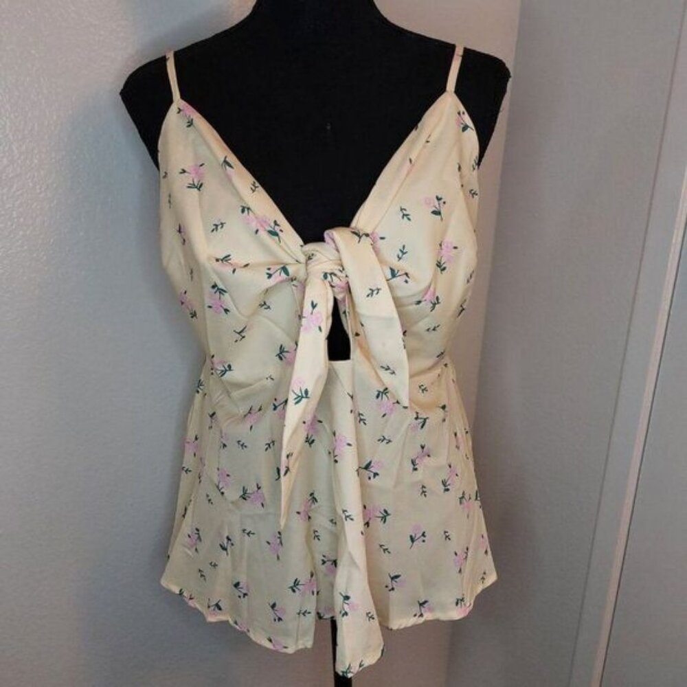SHEIN yellow sweetheart bow tank large